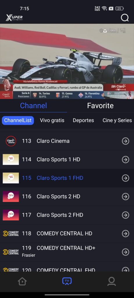 Empezar a ver partidos deportivos en directo